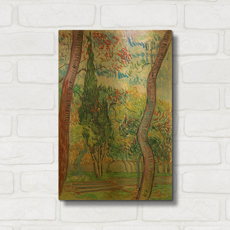 «Parc De L» par Vincent Van Gogh, art mural en métal doré, 12 po x 16 po, 12 po x 16 po