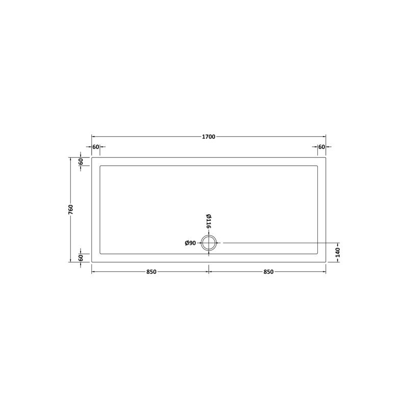 Slip Resistant Offset Quadrant Shower Tray LH 1200 X 800Mm, 4cm H x 76cm W x 170cm D, Centre