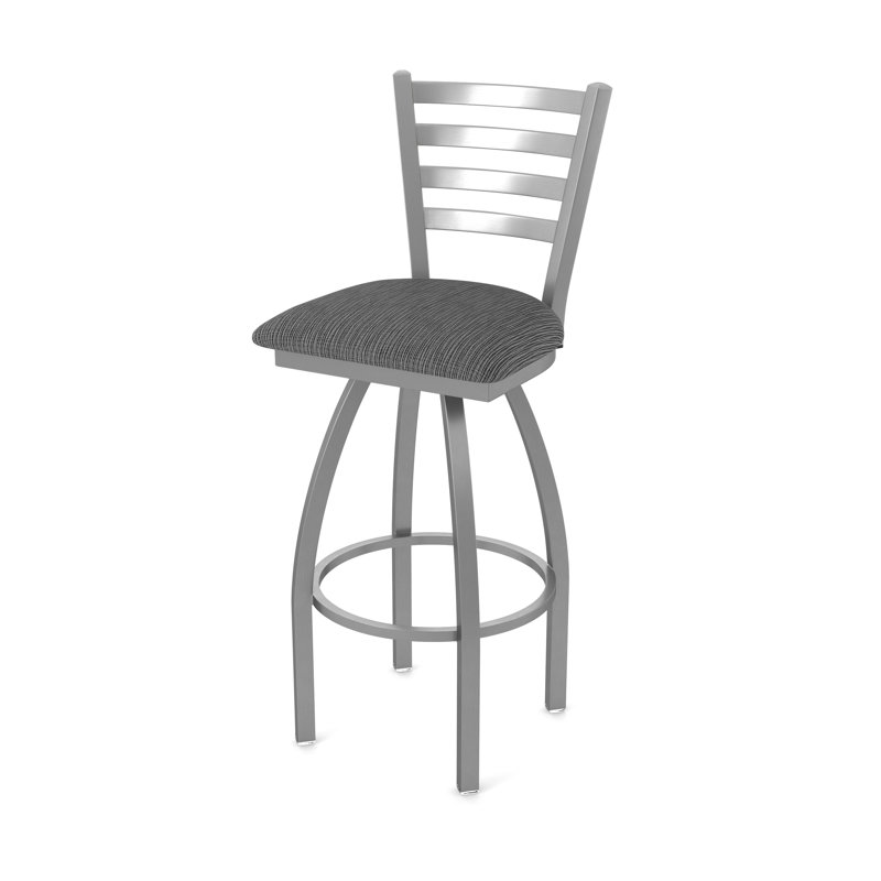 Jackie Swivel Stool, Stainless, Counter Stool (25" Seat Height), Fabric-Graph Coal