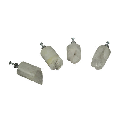 Poignées de tiroir XL pour armoires, ensemble de 4, noyau en cristal de quartz blanc naturel, largeur 4,25 po