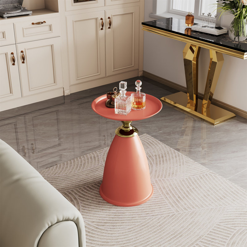 Table de bout en fer Luxury Design, table d'appoint ronde minimaliste pour petits espaces, Rouge