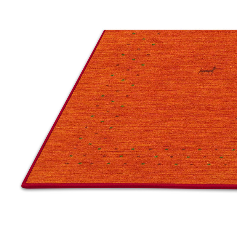 Tapis de zone orange contemporaine, Rectangle 5 pi x 7 pi