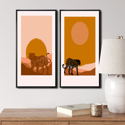 «Boho Wild Animal», art minimaliste «Earth Tones III», ensemble de 2 impressions