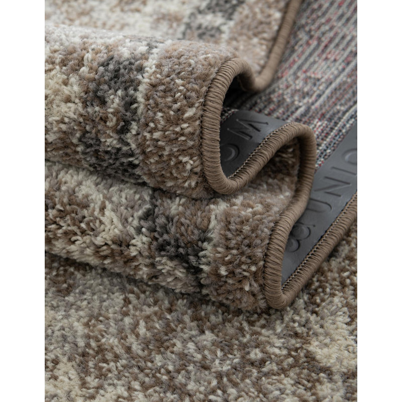Kalf Abstract Beige Area Rug, Rectangle 4'1" x 6'1"
