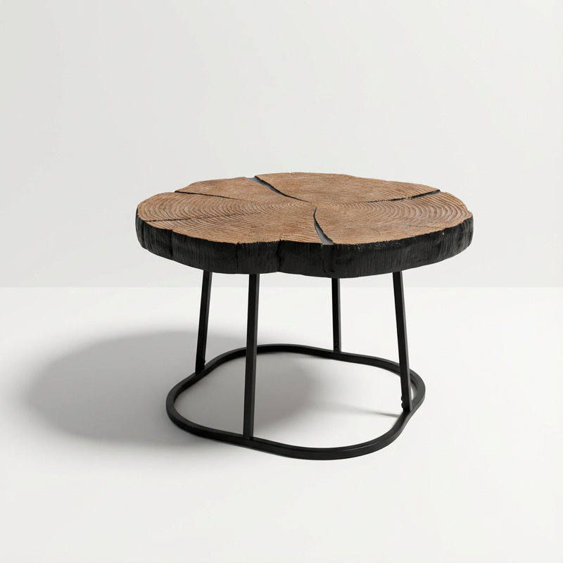 Table basse moderne de forme irrégulière avec base en métal