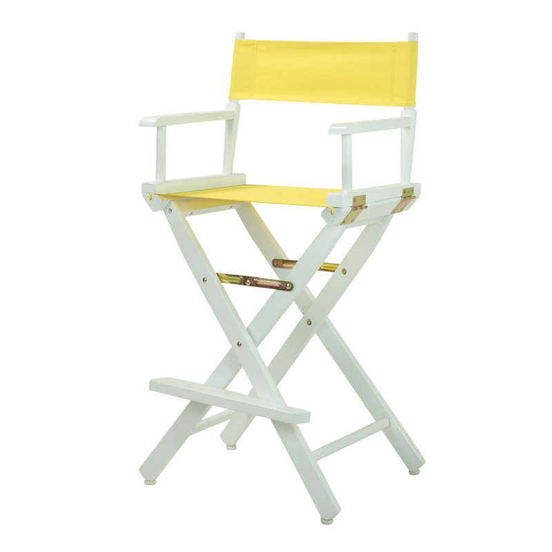 30" Folding Director Chair with Canvas, Yellow, White