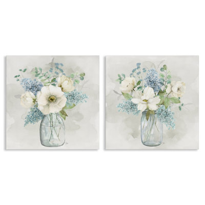 Toned Floral Bouquets 2 Piece Canvas Wall Art Set, design by Nan