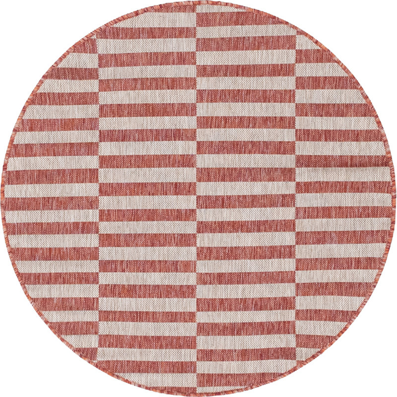 Ingiburgh Striped Red/Ivory Indoor/Outdoor Area Rug, Rectangle 8' x 11'4"