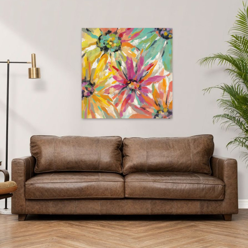 Pétales abstraits contemporains II avec art abstrait noir, H 36 po x l 36 po