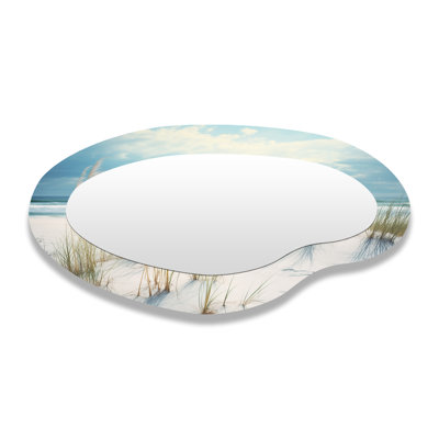 Ocean Breeze Of Serenity Beach Grass By The Ocean - Beach Nautical Wall Mirror In Asymmetrical Shape