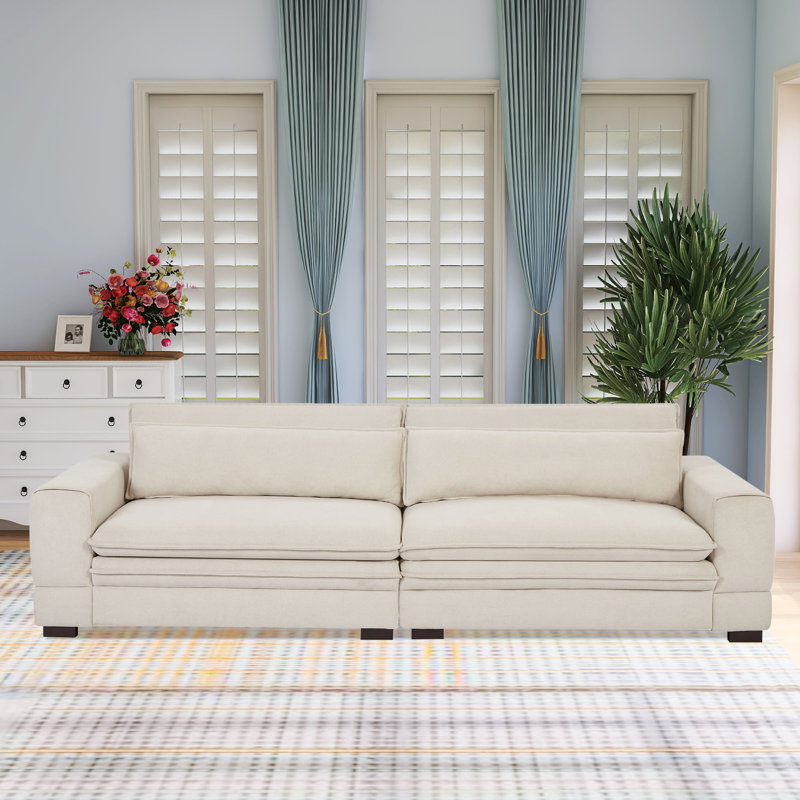 Arqile 104.72" Upholstered Sofa, Beige Polyester