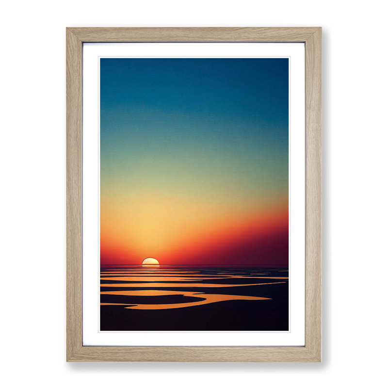 Shimmering Sunset - Wall Art, 66cm H x 48cm W, Oak Framed, White