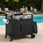 Outdoor Grill Cart Kitchen Island With Storage Cabinet, Foldable Table, Wheels, Stainless Steel Top, Hooks, Spice Rack And Waterproof Cover