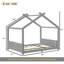 Lit double sur pied avec lattes de soutien, cadre de lit en bois massif pour enfants, sans sommier ni structure d'ouverture, gris-46360858-46360857
