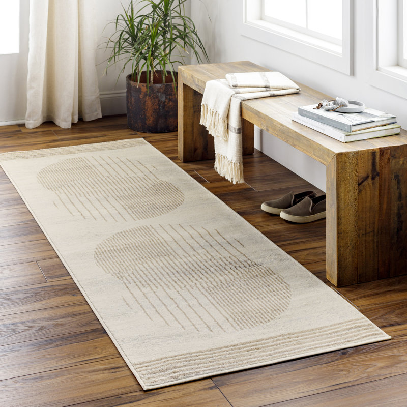 Tapis géométrique beige / brun / gris Jalissa, Tapis de couloir 2 pi 7 po x 10 pi