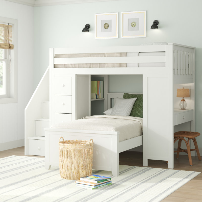 Brit Kids Twin Over Twin with Drawers, White