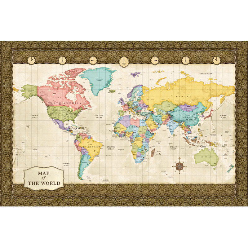 World Map 2 - Wrapped Canvas Art Prints, 51cm H x 76cm W