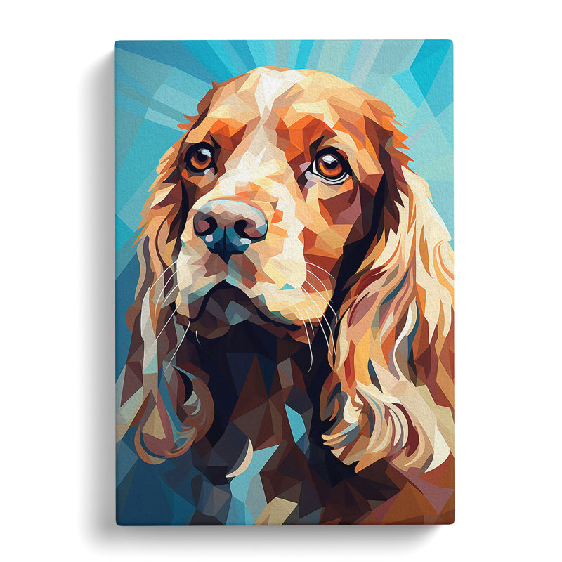 Cocker Spaniel Geometric - Wrapped Canvas, 60cm H x 40cm W x 3cm D
