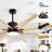 76 Inch Ceiling Fan With Lights Remote Control 8 Solid Wood Blades With 18W Dimmable LED Light