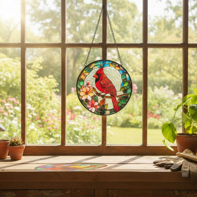 6" Stained Glass Suncatcher Cardinal