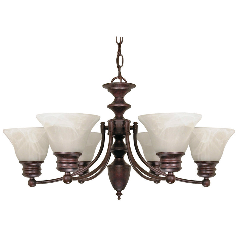 Lustre classique / traditionnel à 6 lumières Charmaine, Non, Albâtre