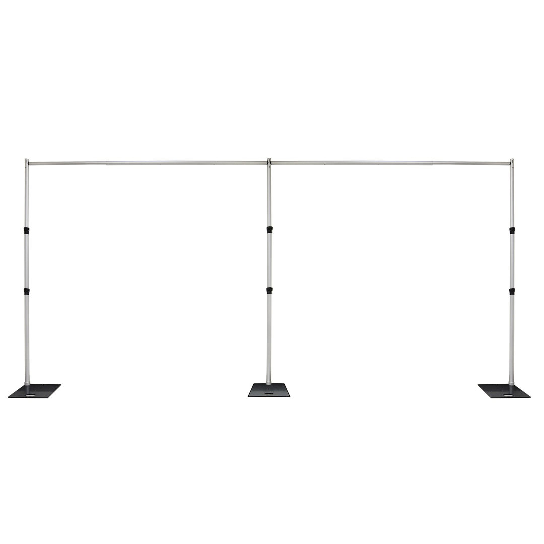10' H x 20' W Pipe and Drape Backdrop Kit Framework ONLY (18"x18" Base) VIP Crowd Control