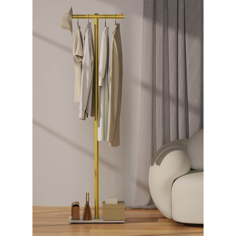 Metal Freestanding Coat Rack, Golden Yellow