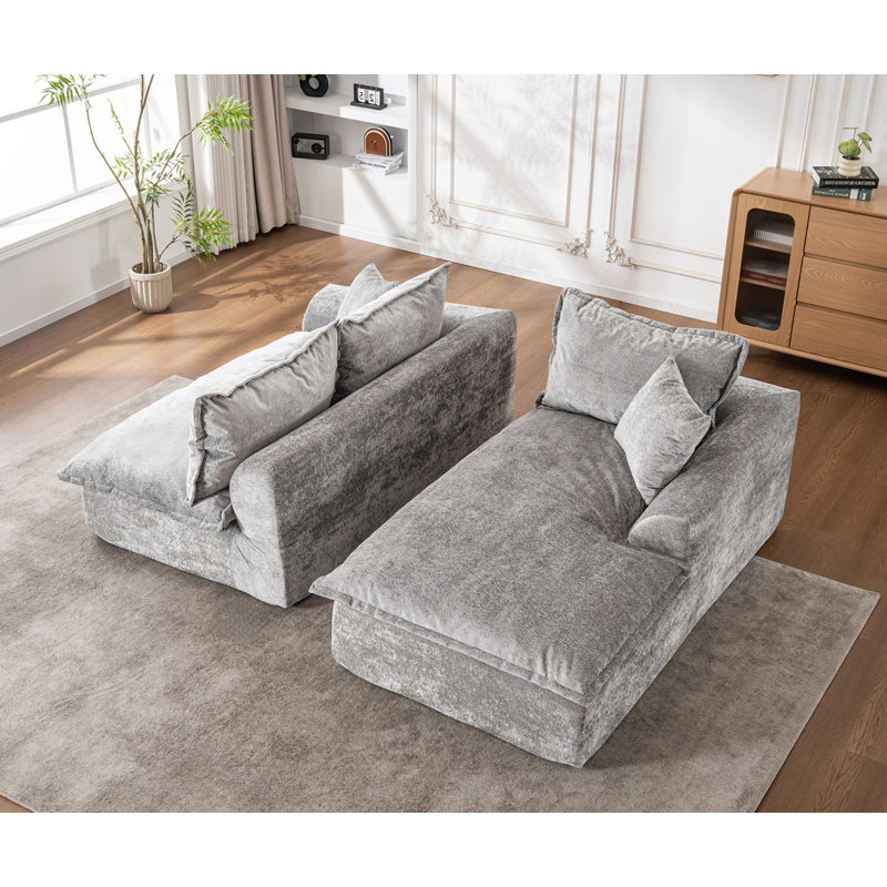 Canapé modulaire avec méridienne en forme de L Cloud, Grey