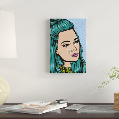 « turquoise en pleurs fille », impression sur toile