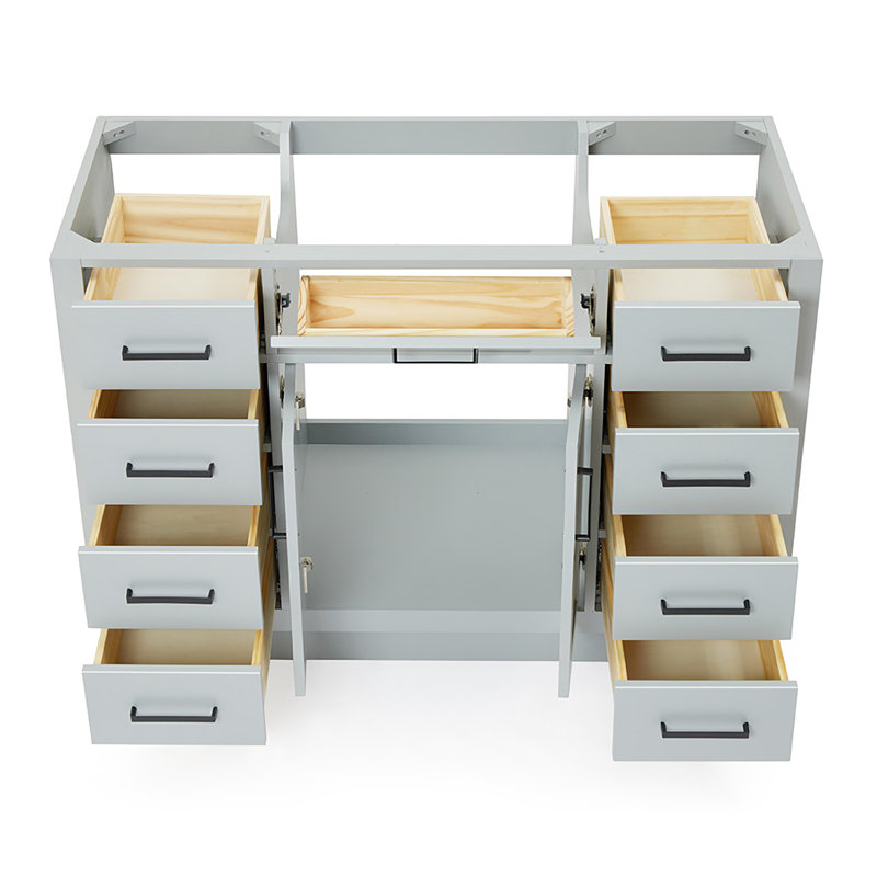 48" Single Bathroom Vanity Base Only, Gray, Matte Black