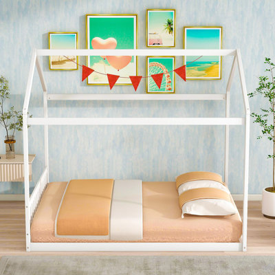 Queen Size Wooden House Bed With Headboard