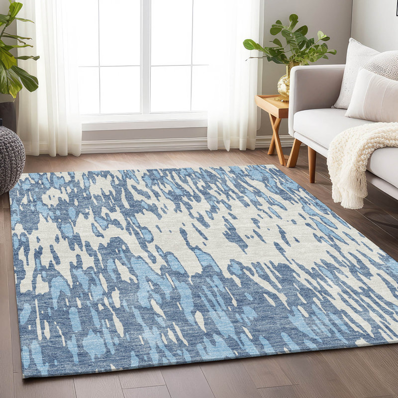 Tapis en denim de qualité supérieure lavable à la machine Prisco, Rectangle 2 pi 6 po x 3 pi 10 po