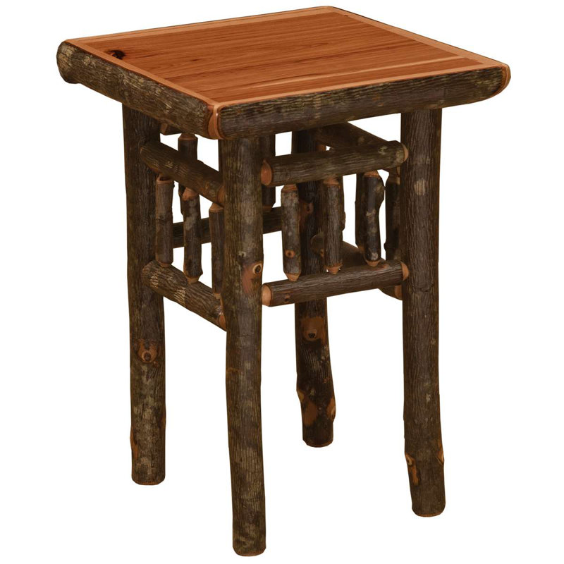 Fireside Lodge Hickory Log Open End Table - Cinnamon, Rustic Alder