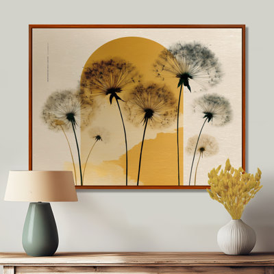 «Springtime Dandelion Sunset», art mural encadré pissenlit, impression sur toile florale noire