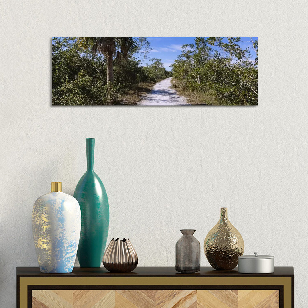 Dirt Road Passing Through A Forest, Indigo Trail, J.N. Ding Darling National Wildlife Refuge, Sanibel Island, Florida, USA - Wrapped Canvas Panoramic