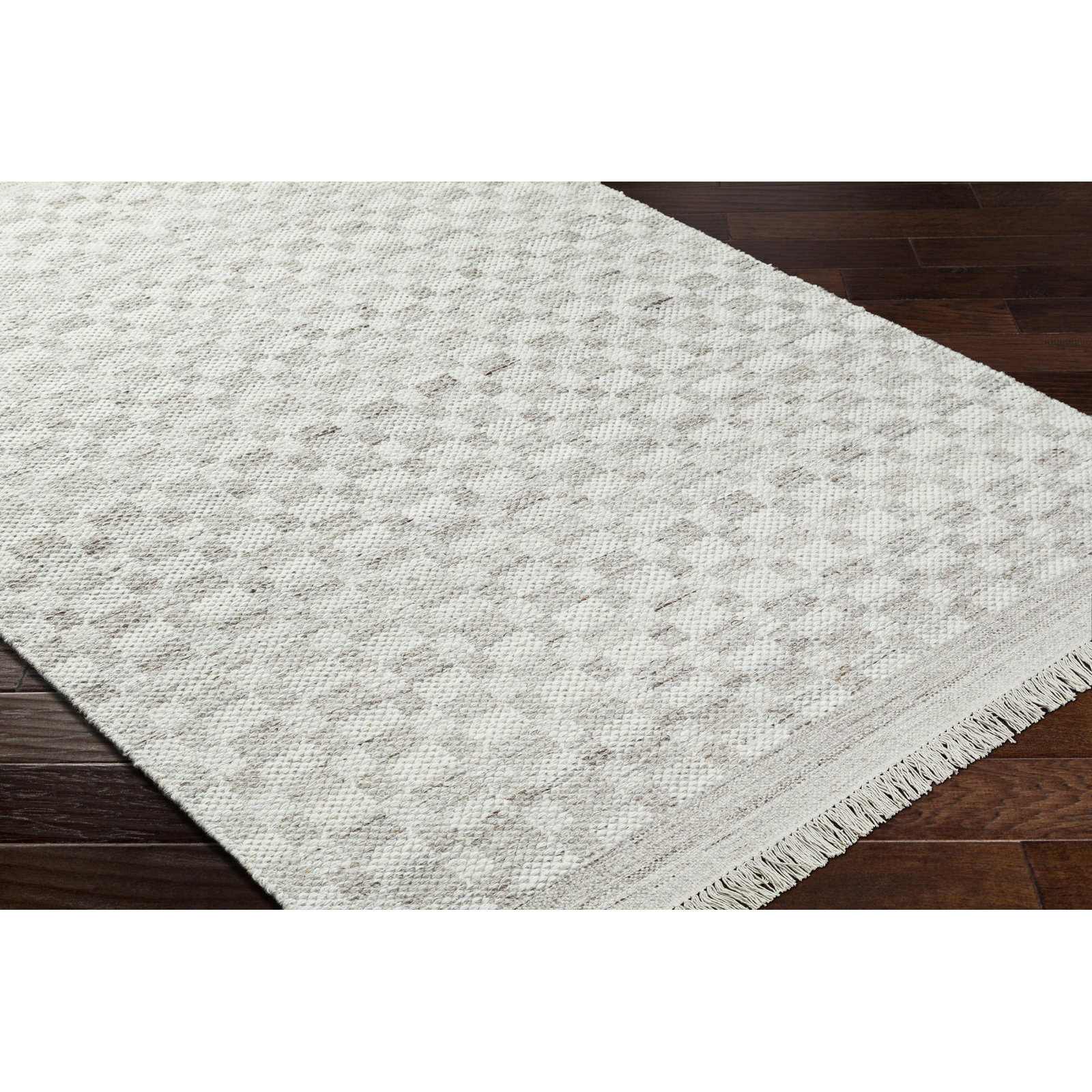 Lavande Hand-Woven Checkered Gray Rug, Rectangle 3'6" x 5'6"