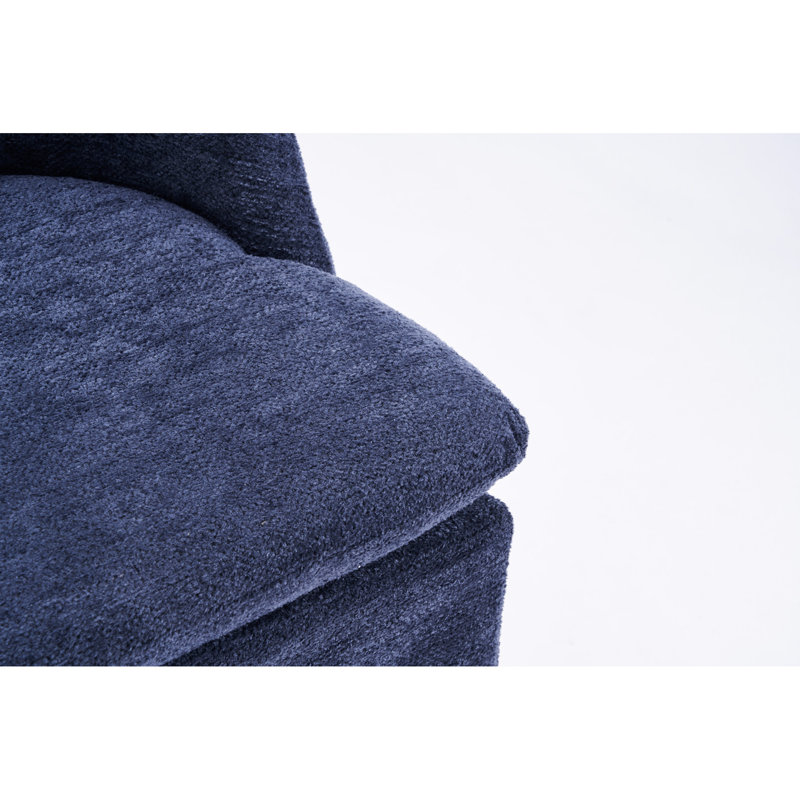 De 2 chaises de salle à manger en chenille bleue avec 360 roues pivotantes et mousse à dossier doux, Bleu