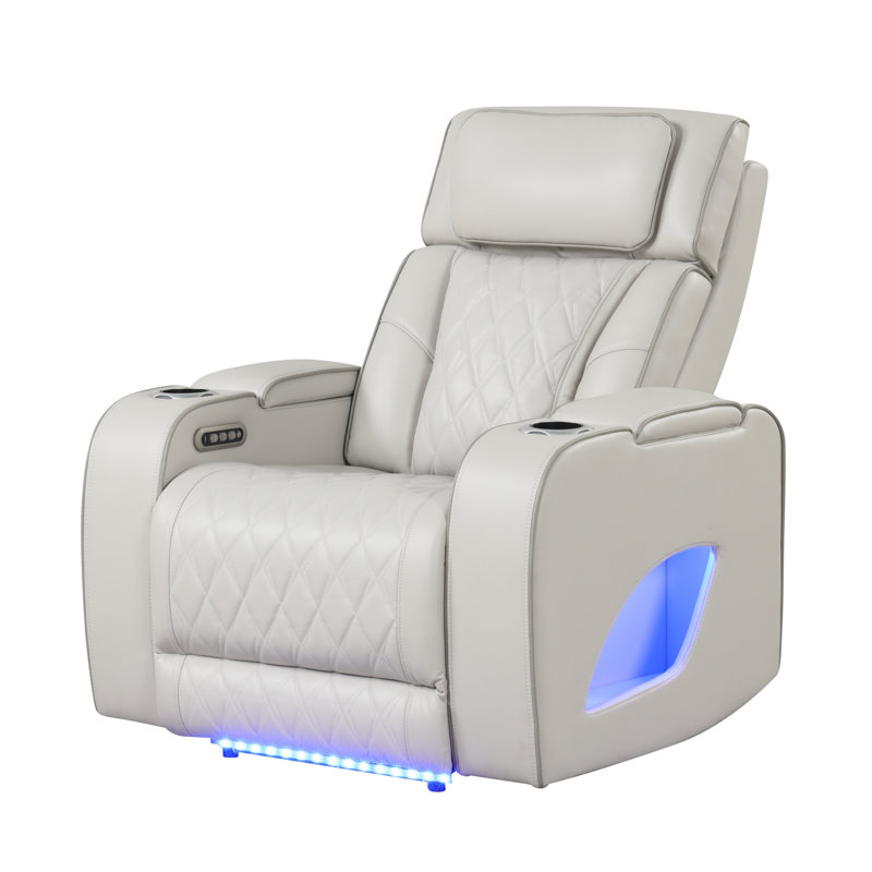 Fortuner Modern Style Upholstery Recliner Chair With Wood Frame And Integrated Massage Function, Beige