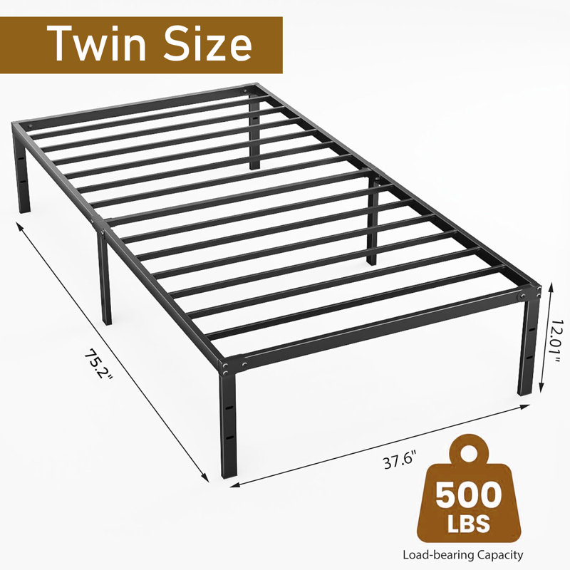 Structure de lit Etal, structure de lit simple avec espace de rangement, sommier robuste et robuste, assemblage facile, aucun sommier tapissier requis