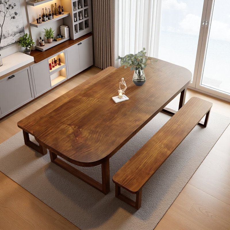 Ensemble de salle à manger rectangulaire, H 29,53 po x L 78,74 po x l 31,5 po, Ensemble 3: 1 table, 2 bancs