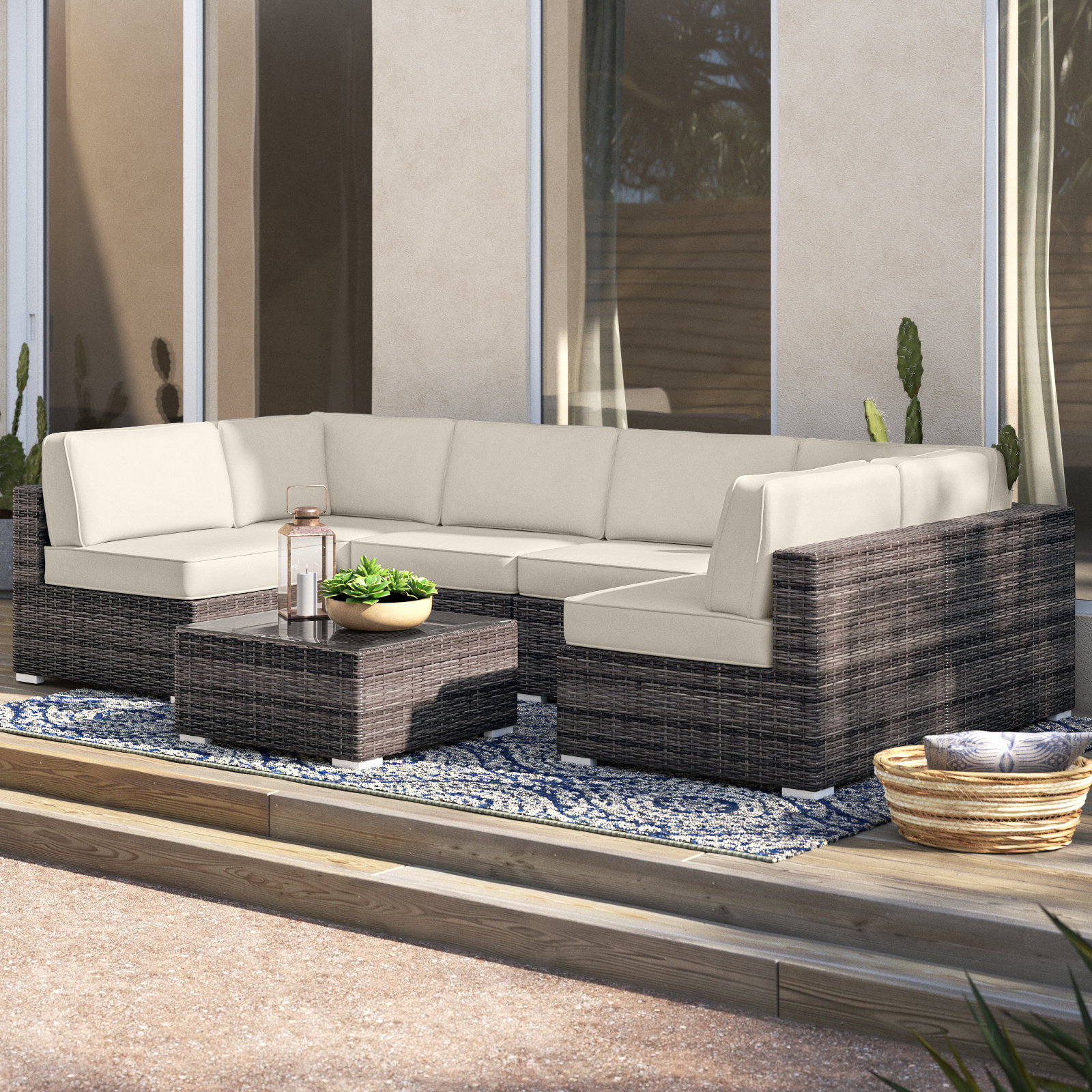 Lauderman 4-Person Sunbrella® Patio Seating Group, Canvas Canvas Sunbrella® Canvas