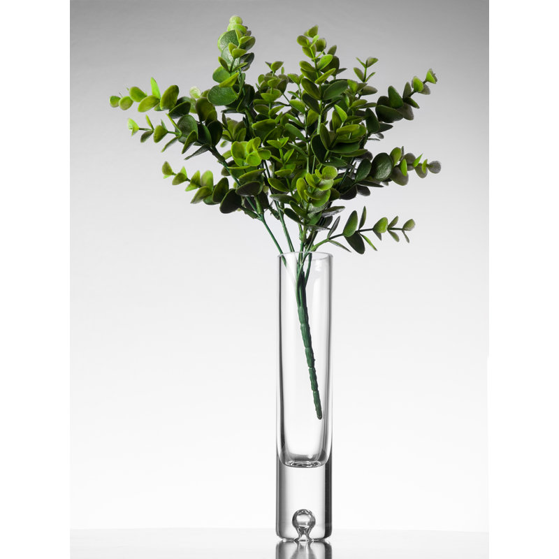 Elegant Clear Glass Bud Vase with Bubble Design Base