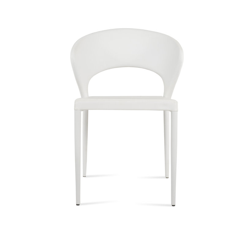 Prada Stackable Side Chair, White Faux Leather