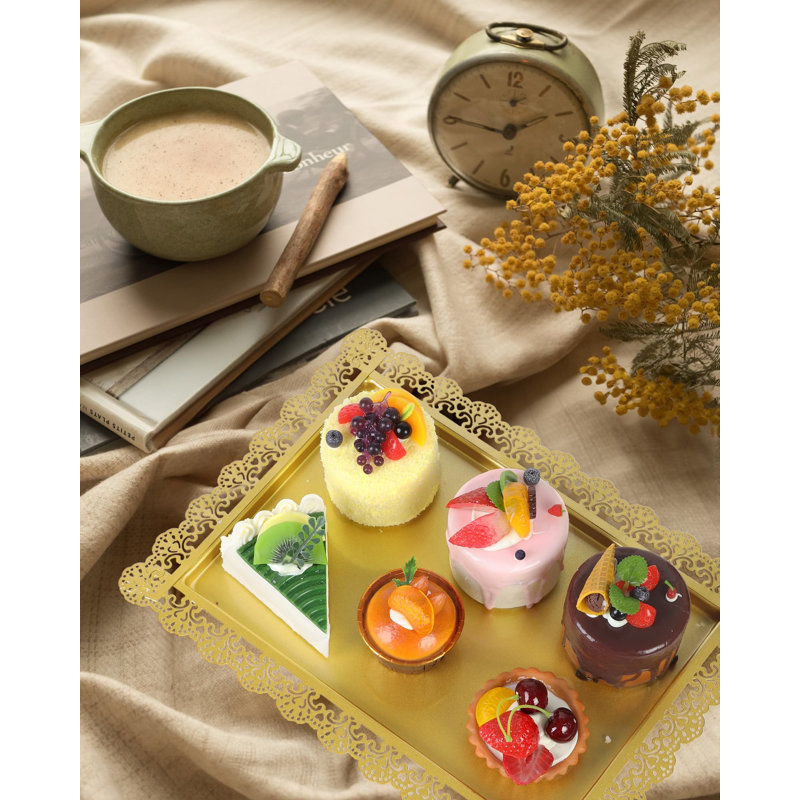 Gold 5Pcs Cake Stands Set Metal Round Cupcake Holder Cookies Dessert Display Plate