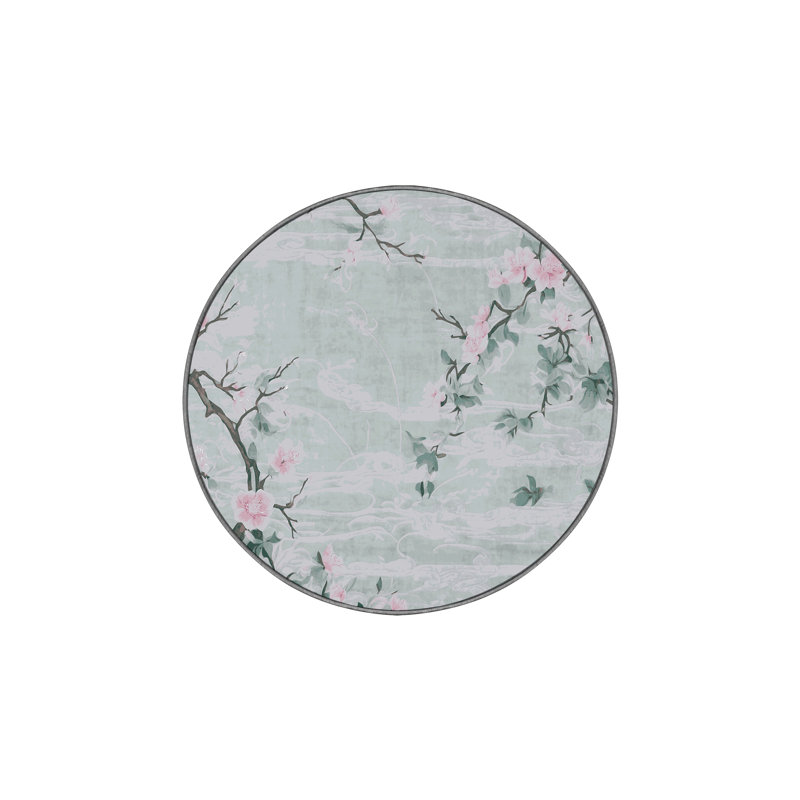 Tapis gris soyeux et moelleux, Rond 6 pi