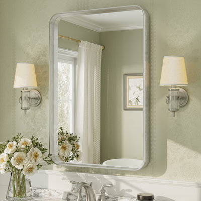 Aevar Tempered Glass and Aluminum Alloy Framed French Cleat Mounted Wall Mirror