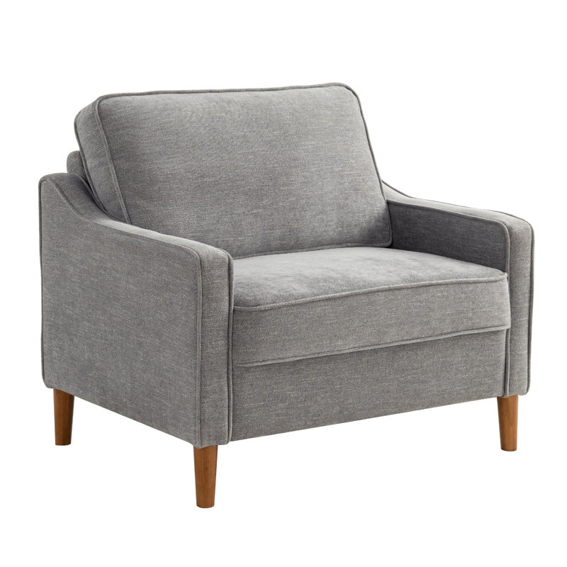 Sarah 39" Upholstered Square Arm Club Chair, Gray Polyester