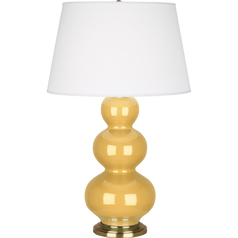 Triple Gourd Ceramic Table Lamp, Sunset Yellow/Antique Brass, Antique Brass