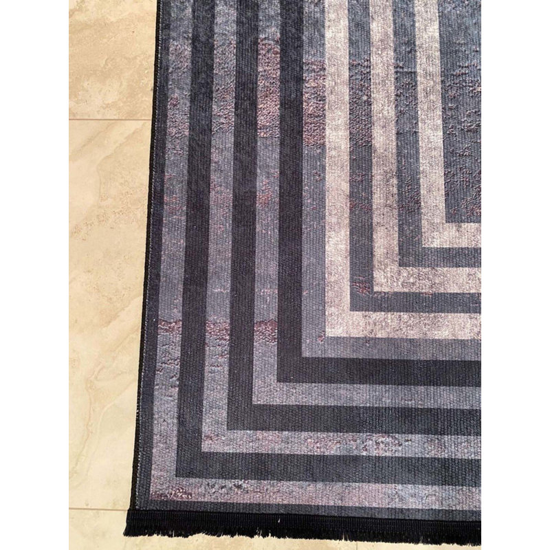 Tapis en coton avec envers antidérapant Lanney, Rectangle 3 pi 3 po x 5 pi 11 po