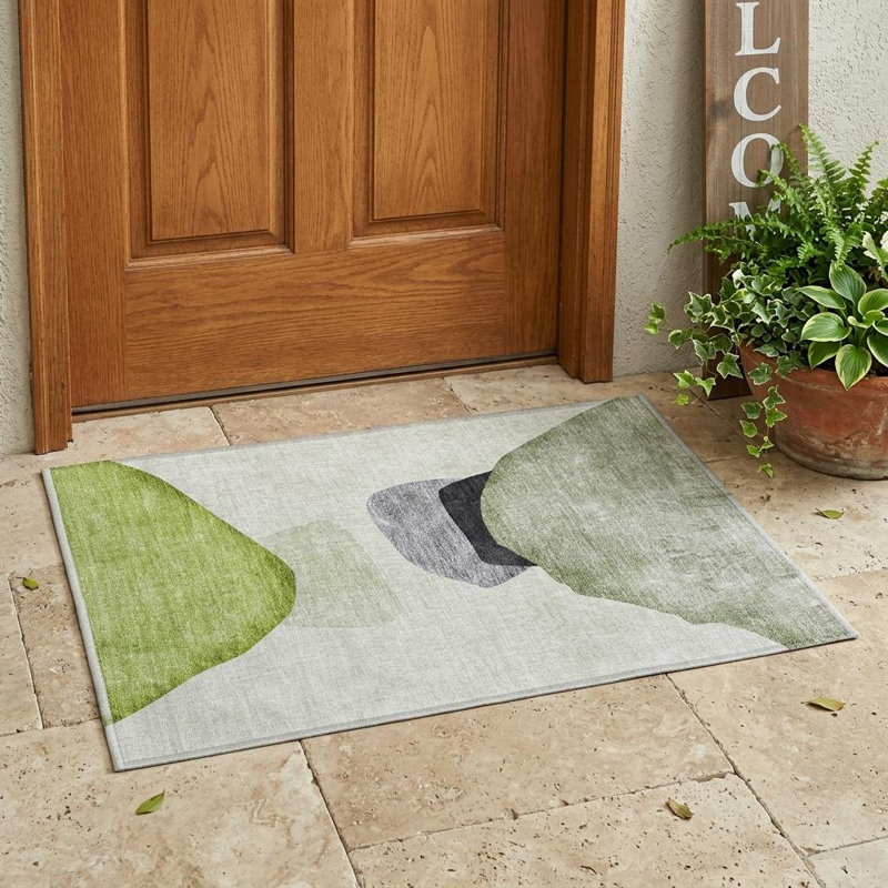 Tapis extérieur lavable et antidérapant 2 pi x 3 pi vert et noir